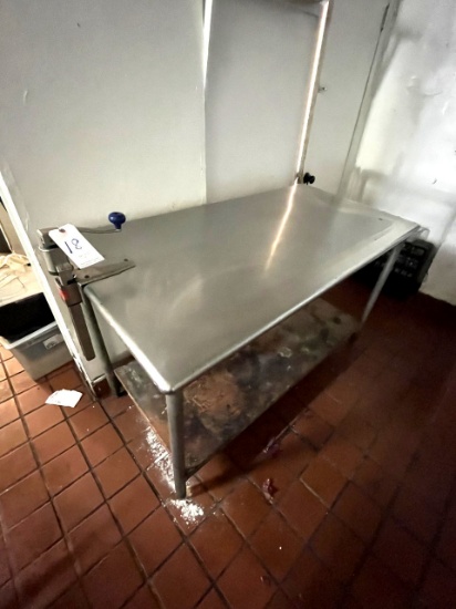 S/S 60"X30" WORKTABLE W/CAN OPENER (MISSING FRONT ADJUSTABLE FEET)