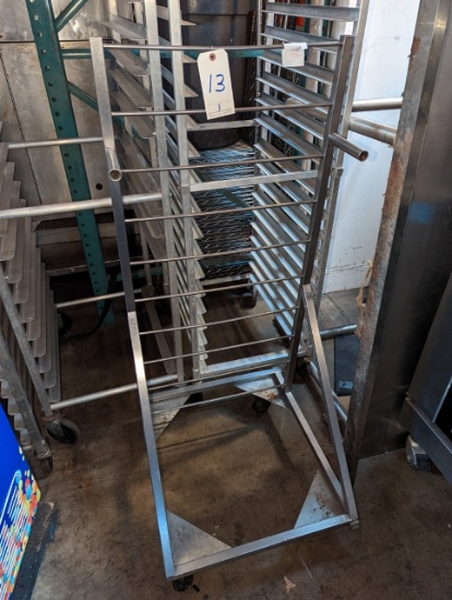 PORTABLE S/S FRYER BASKET RACK W/CASTERS