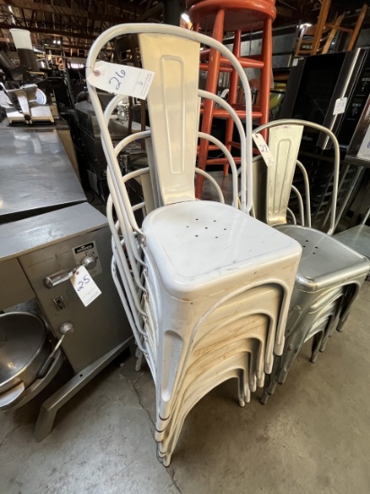 *EACH*WHITE METAL PATIO STACK CHAIRS