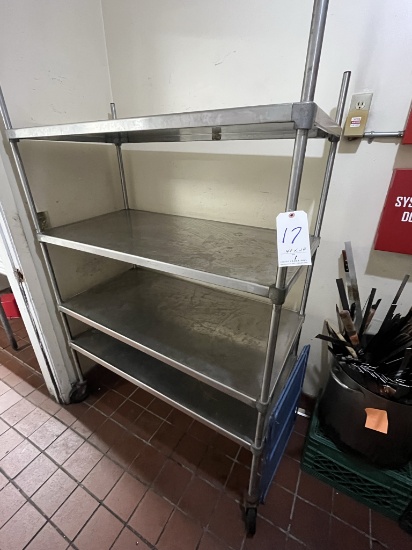 ALL S/S 48"X24" RACK W/(4)SHELVES & CASTERS