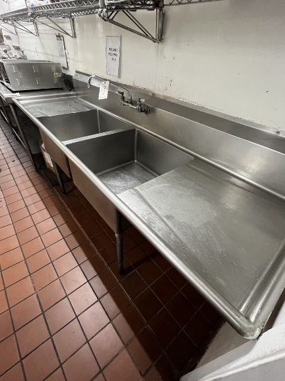 S/S 2-COMPARTMENT 96" SINK W/23"X23" TUBS