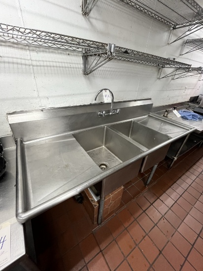 S/S 2-COMPARTMENT 72" SINK W/17"X23" TUBS