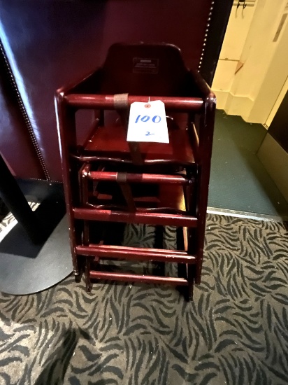 *EACH*BURGUNDY WOOD HIGH-CHAIRS