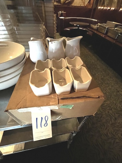 *LOT*(24)TUXTON CONDIMENT HOLDERS & WHITE CERAMIC POURERS