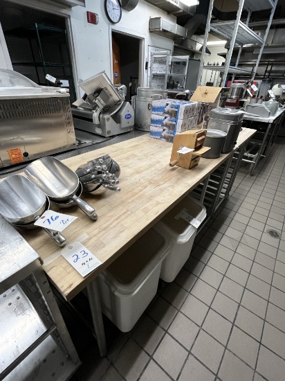 BUTCHERBLOCK 96"X30" TABLE W/S.S. OPEN BASE
