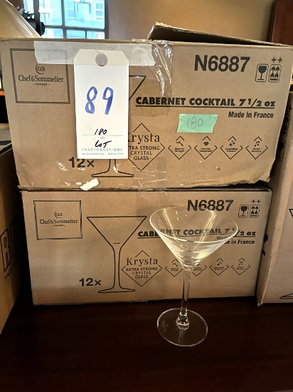 *LOT*(180)NEW C&S KRYSTA 7.5OZ MARTINI GLASSES