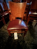 *EACH*GRAND RAPIDS CHAIR CO. WOOD CHAIRS W/BURGUNDY LEATHERETTE SEAT
