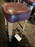 *EACH*WOOD HEAVY-DUTY BAR STOOLS W/BURGUNDY LEATHERETTE SEAT