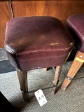 *EACH*WOOD HEAVY-DUTY BAR STOOLS W/BURGUNDY LEATHERETTE SEAT
