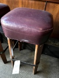 *EACH*WOOD HEAVY-DUTY BAR STOOLS W/BURGUNDY LEATHERETTE SEAT