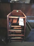 *EACH*WOOD HIGH-CHAIRS W/(3)BLACK PLASTIC BOOSTER SEATS