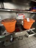 *LOT*(2)ORANGE PLASTIC SALAD SPINNERS (MISSING HANDLES)