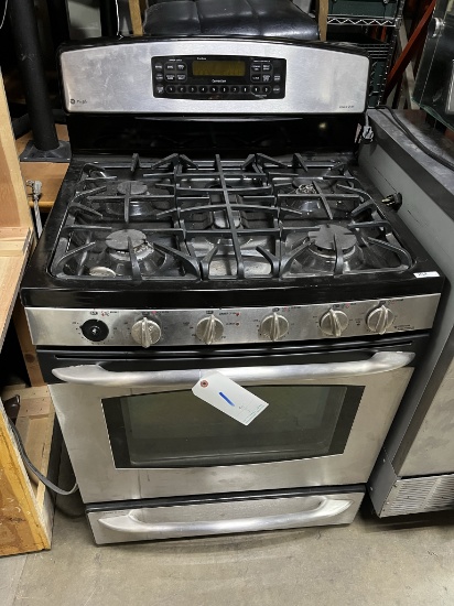 GE PROFILE S/S FREE-STANDING 5-BURNER RANGE W/CONVECTION OVEN & BOTTOM OVEN (MISSING PARTS)