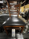 *EACH*BROWN WOOD LADDERBACK CHAIRS W/BLACK VINYL SEAT (DISTRESSED)