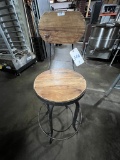 *EACH*METAL STOOLS W/WOOD BACK & SWIVEL ADJUSTABLE-HEIGHT SEAT