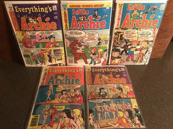 5 Archie Comics Everythings Archie #50-51 and #58 and Little Archie #103 and #144