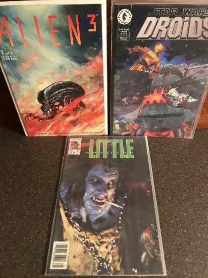 3 Movie Comics Star Wars Droids, Little Monsters and Alien 3