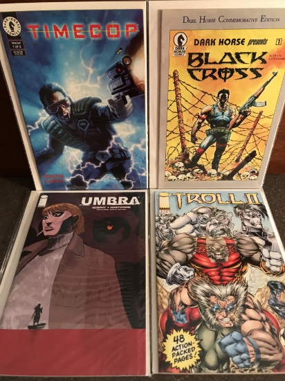 4 Indie Number Ones Comic Pack Includes Timecop, Troll II, Umbra and Black Cross Comics
