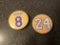 2 Large Custom Kobe Bryant Jersey Numbers Buttons NBA Memorabilia Collectible