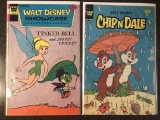 2 Walt Disney Comics Whitman Chip n Dale and Walt Disney Showcase with Tinkerbell and Jiminy Cricket