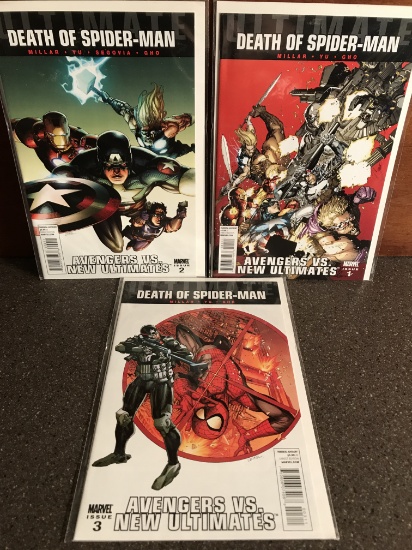 3 Ultimate Death of Spiderman - Avengers vs New Ultimates Comics #1-3 Marvel Comics