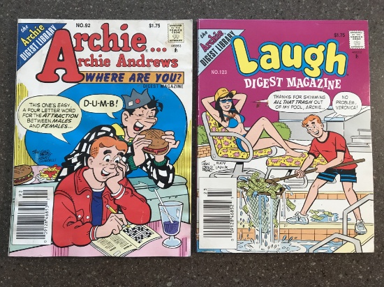 2 Archie... Archie Andrews Where Are You? #93 & 92 The Archie Digest Library Comics