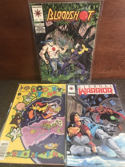 3 Issues Bloodshot #7 & Eternal Warrior #10 Valiant Comics plus Looney Tunes #18 Warner Brothers