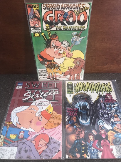 3 Issues Groo The Wanderer #34 The Abominations #1 Sweet XVI #2 Marvel Comics