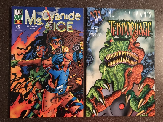 2 Issues Neil Gaimans Teknophage Comic #1 & Ms Cyanide & Ice Comic #1 KEY 1st Issues