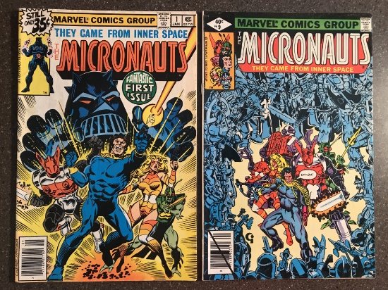 2 Issues The Micronauts Comic #1 & #9 Marvel Comics 1979 Bronze Age KEY 1st Issue