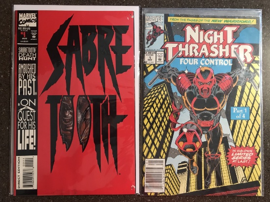 2 Issues Night Thrasher Four Control Comic #1 & Sabre Tooth Comic #1 KEY 1st Issues