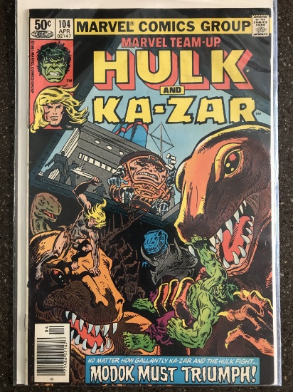 Marvel Team Up Comic #104 Marvel Comics 1981 Bronze Age Hulk KaZar