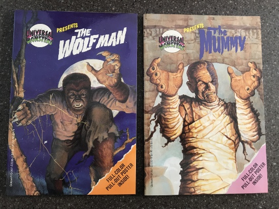 2 Books Universal Studios Monsters The Wolfman & The Mummy Golden Books