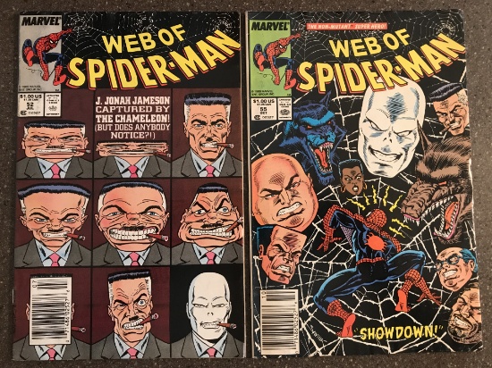 2 Issues Web of SpiderMan #52 & #55 Marvel Comics 1989 Copper Age