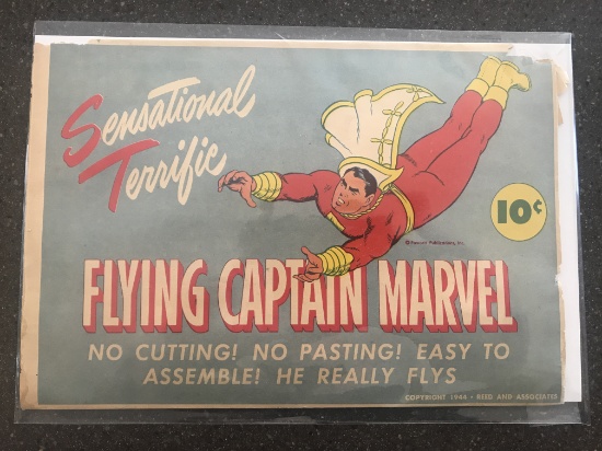 Flying Captain Marvel Fawcett Publications 1944 GOLDEN AGE Paper Flying Toy