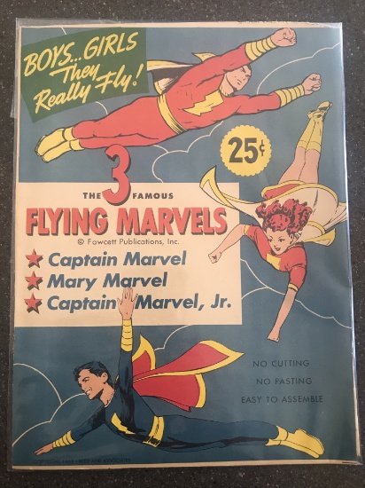 3 Flying Marvels Fawcett Publications 1945 GOLDEN AGE 3 Paper Flying Toys