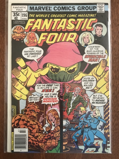 Fantastic Four Comic #196 Marvel Comics 1978 Bronze Age Invincible Man