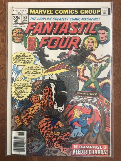 Fantastic Four Comic #188 Marvel Comics 1977 Bronze Age Molecule Man