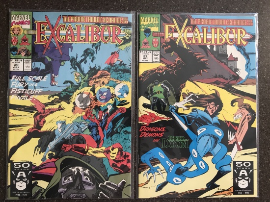 2 Issues Excalibur Comic #37 & #39 Marvel Comics Dragons Demons Doctor Doom