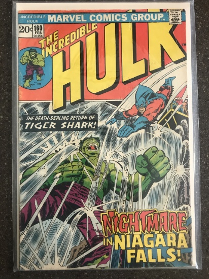 Incredible Hulk Comic #160 Marvel Comics 1973 Bronze Age Tiger Shark