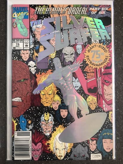 Silver Surfer Comic #75 Marvel Key Death of Nova II, embossed Holo-Foil Cover Anniversary issue