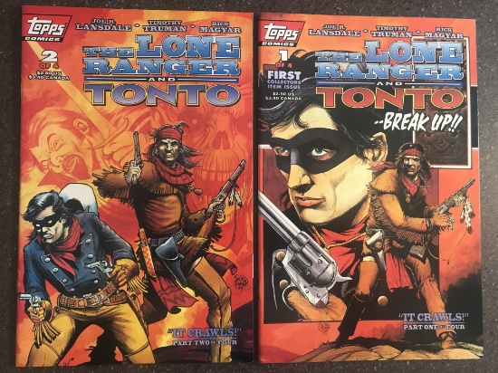 2 Issues The Lone Ranger and Tonto Comic #1 #2 Topps Comics KEY 1st Issue