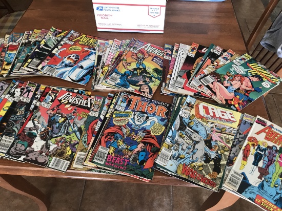 Medium Flatrate Box B Contains 80 Punisher, Avengers, Thor, Wonder Man Comics
