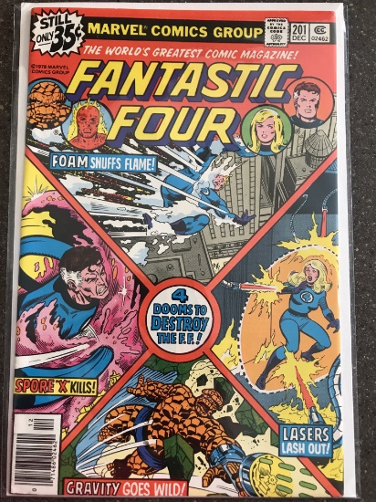 Fantastic Four Comic #201 Marvel Comics 1978 Bronze Age Foam Spore X Lasers Gravity