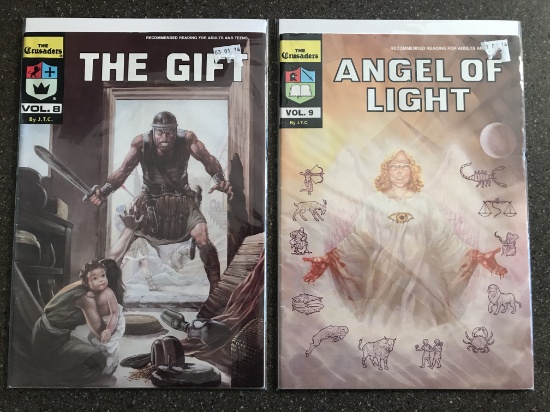 2 The Crusaders Comics #8-9 Angel of Light and The Gift Christian Comics 1975 Bronze Age