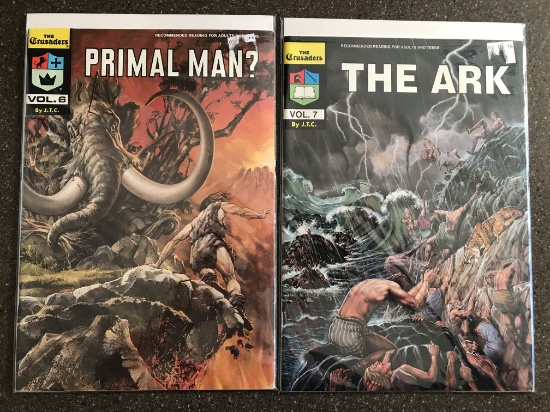 2 The Crusaders Comics #6-7 Primal Man? and The Ark Christian Comics 1975 Bronze Age