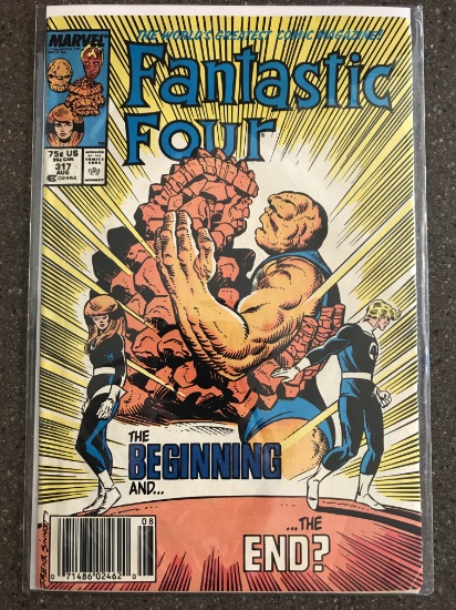 Fantastic Four Comic #317 Marvel 1988 Copper Age Last Kiss Ben and Sharon