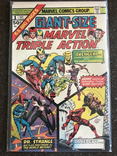Giant Size Marvel Triple Action #1 Avengers 1975 Bronze Age Daredevil Dr Strange Key First Issue