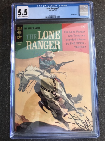 Lone Ranger Comic #5 Gold Key CGC Graded 5.5 Silver Age 1967 Painted Cover 12 Cents