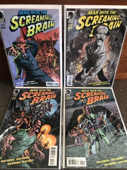 Man With The Screaming Brain Comics #1-4 SIGNED BY Actor/Writer BRUCE CAMPBELL Dark Horse Comics